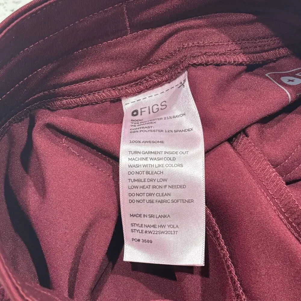Yola High-Rise Slim Scrub Pant™ Burgundy XS Tall NWOT